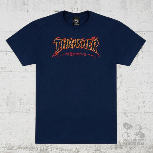 Thrasher T-Shirt Cracked by Exteenager navy dunkelblau - Rollbrett Mission