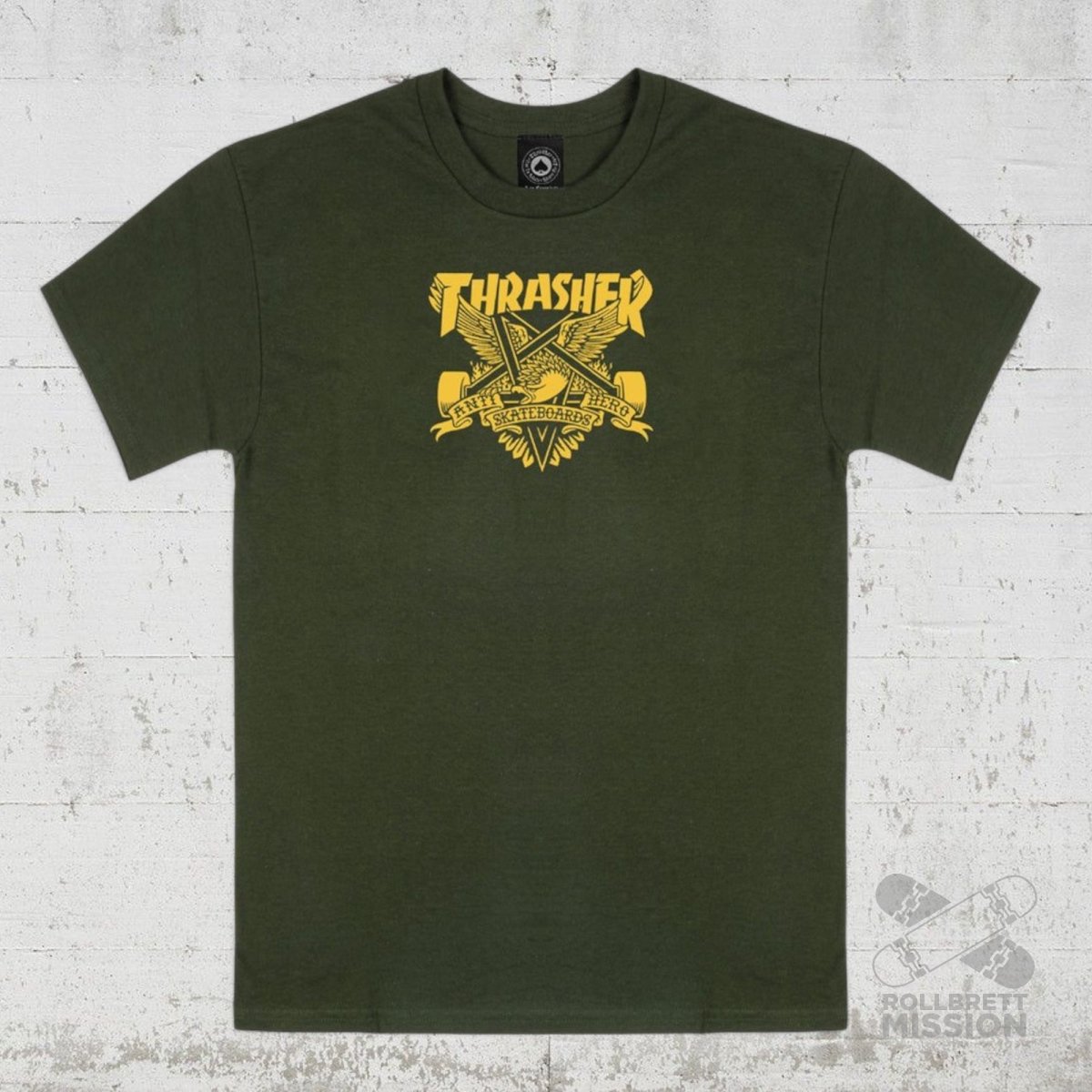 Thrasher T-Shirt x Anti Hero Eaglegram forest green - Rollbrett Mission
