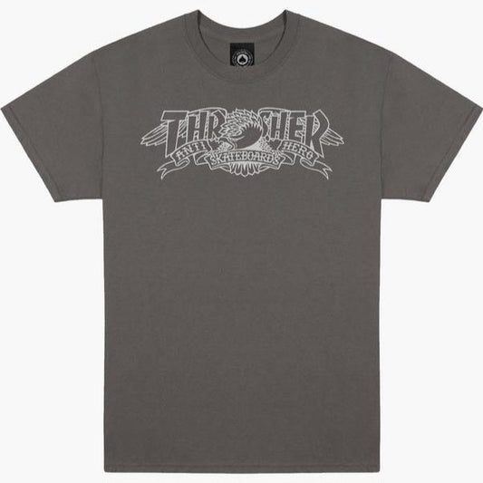 Thrasher T - Shirt x Anti Hero Mag Banner charcoal - Rollbrett Mission
