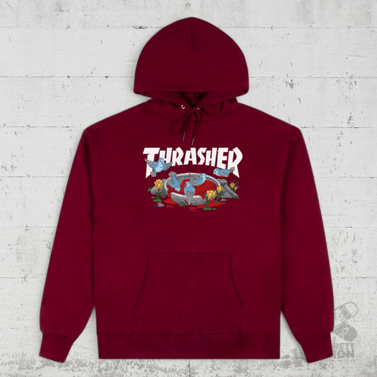 Thrasher x Spitfire Hoodie Blood Bath maroon - Shirts & Tops - Rollbrett Mission