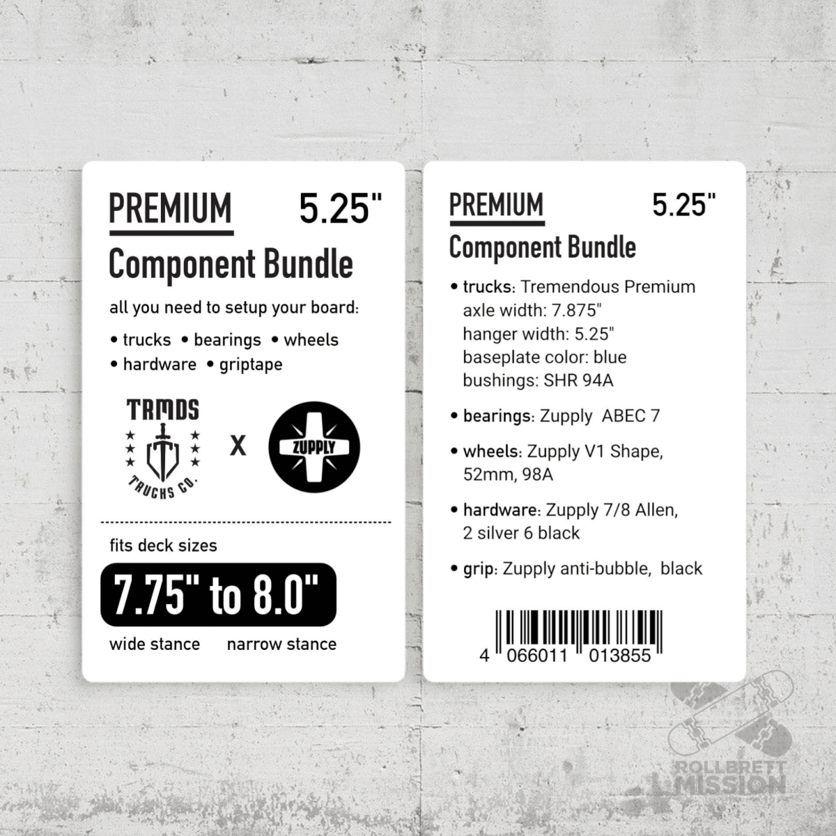 Tremendous Premium Component Bundle 5.25 / 7.75" - 8.0" - Skateboard - Teile - Rollbrett Mission