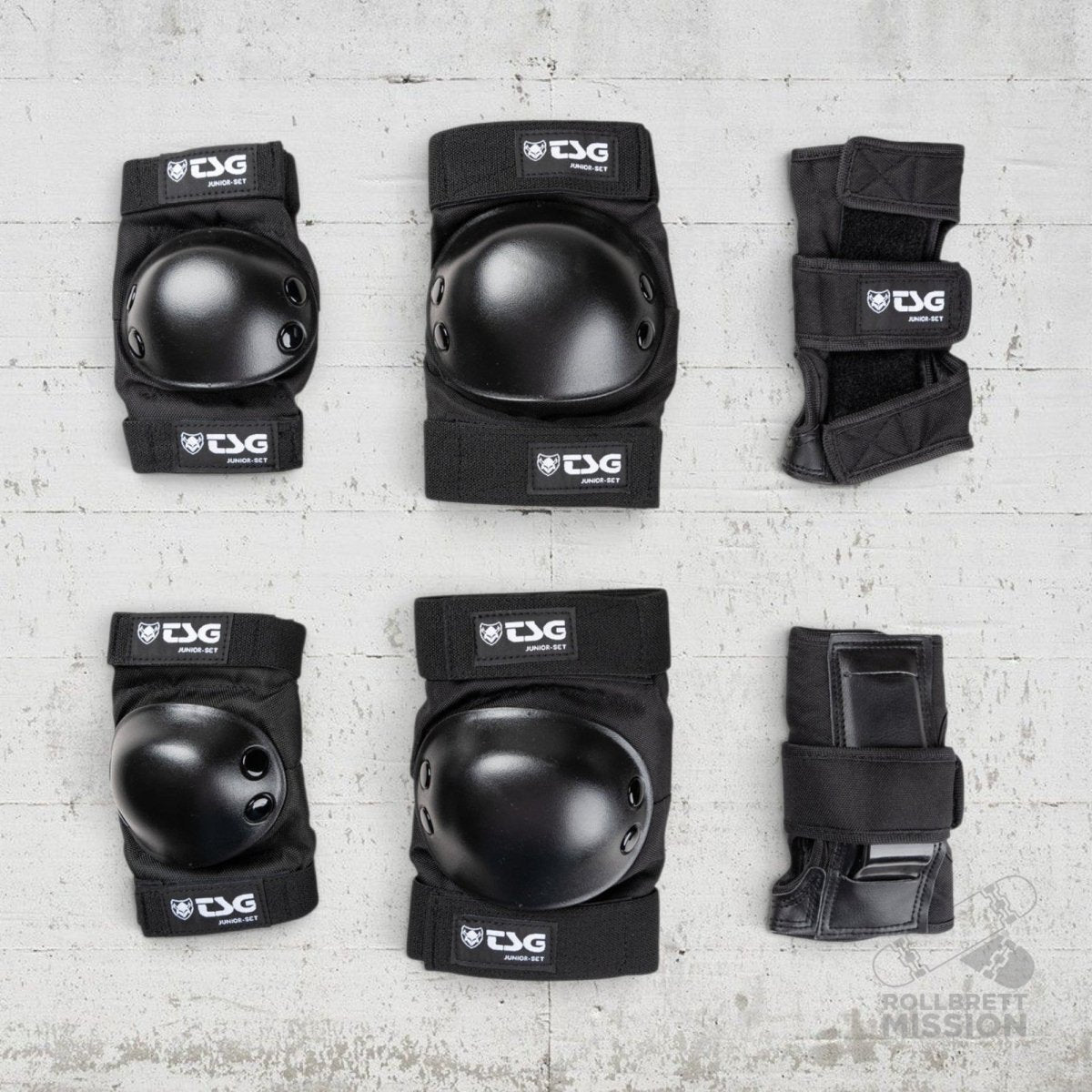 TSG Junior Protection Set black - Skateboarding-Schutzausrüstung - Rollbrett Mission