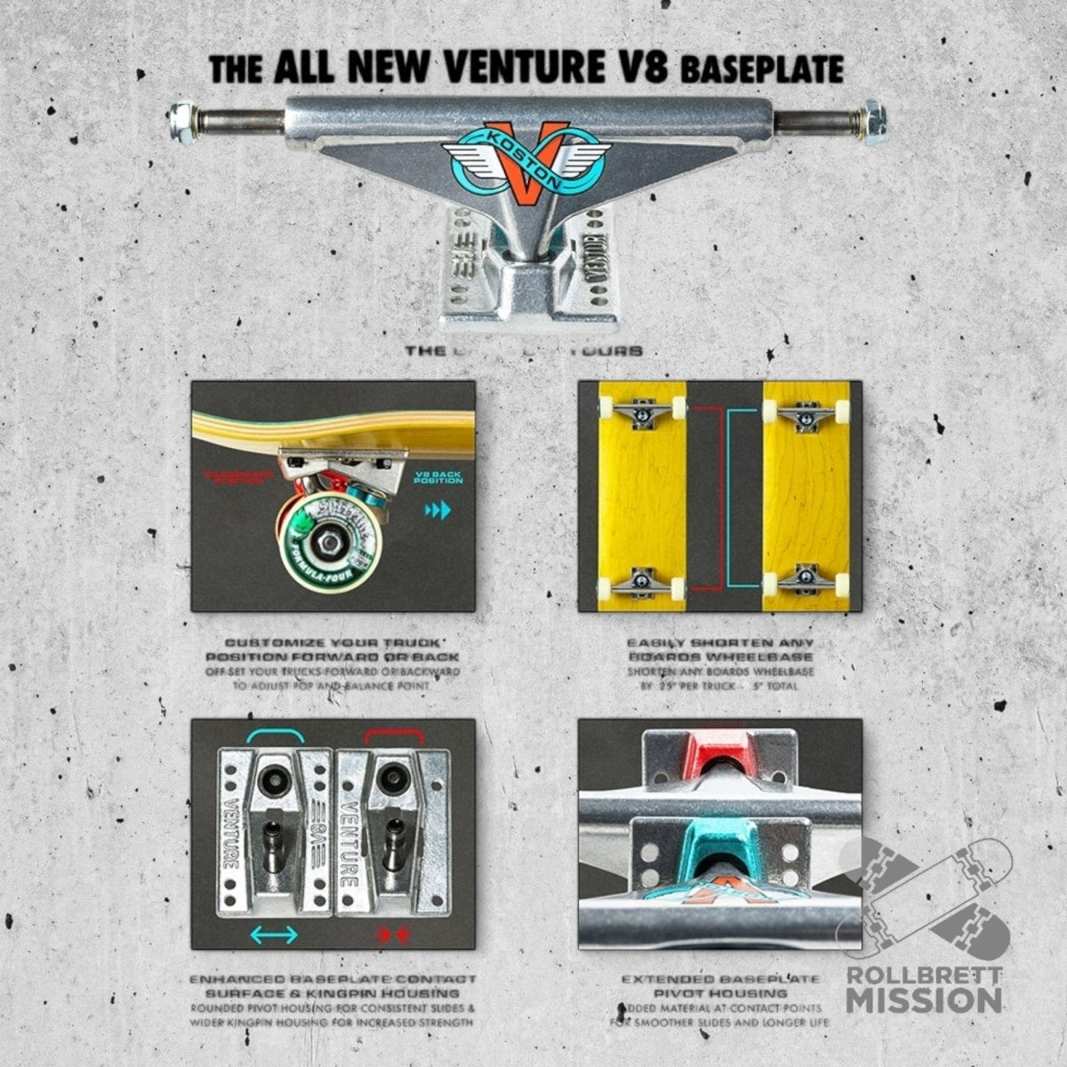 Venture V8 5.2 Koston Truck - Skateboard - Achsen - Rollbrett Mission