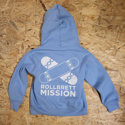 Rollbrett Mission Kids Hoodie Old School sky blue - Shirts & Tops - Rollbrett Mission