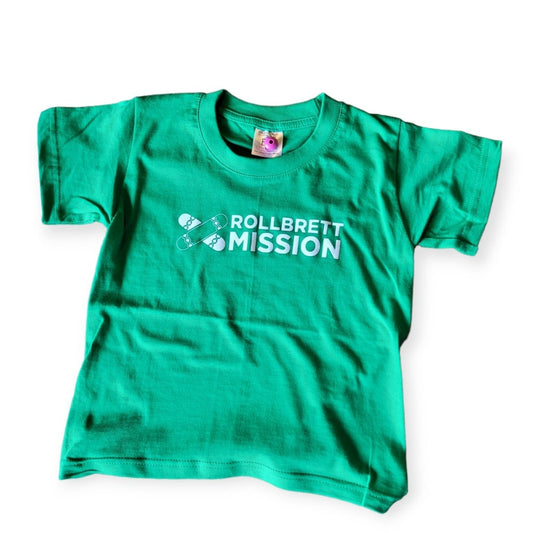 Rollbrett Mission Kids T-Shirt Bar Logo grün - Shirts & Tops - Rollbrett Mission