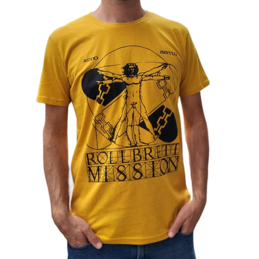 Rollbrett Mission Organic Big Vitruvian T-Shirt mustard - Shirts & Tops - Rollbrett Mission