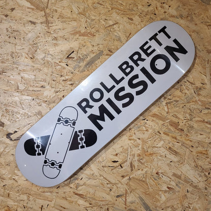 Rollbrett Mission White Classic Logo Medium Concave Deck - Skateboard-Decks - Rollbrett Mission