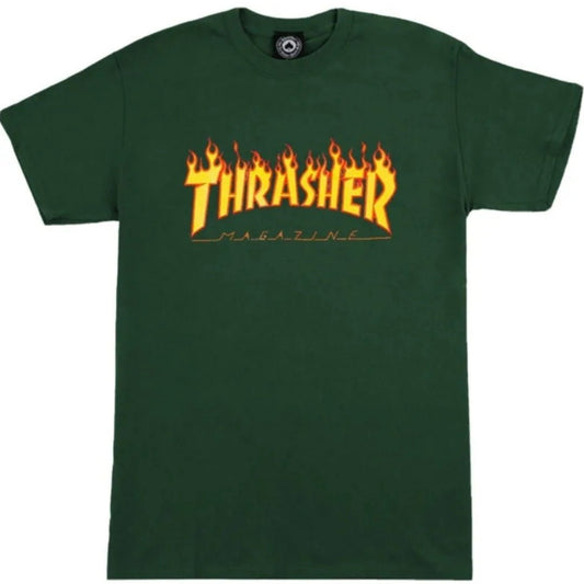 T-Shirt Thrasher Flame forest green - Rollbrett Mission