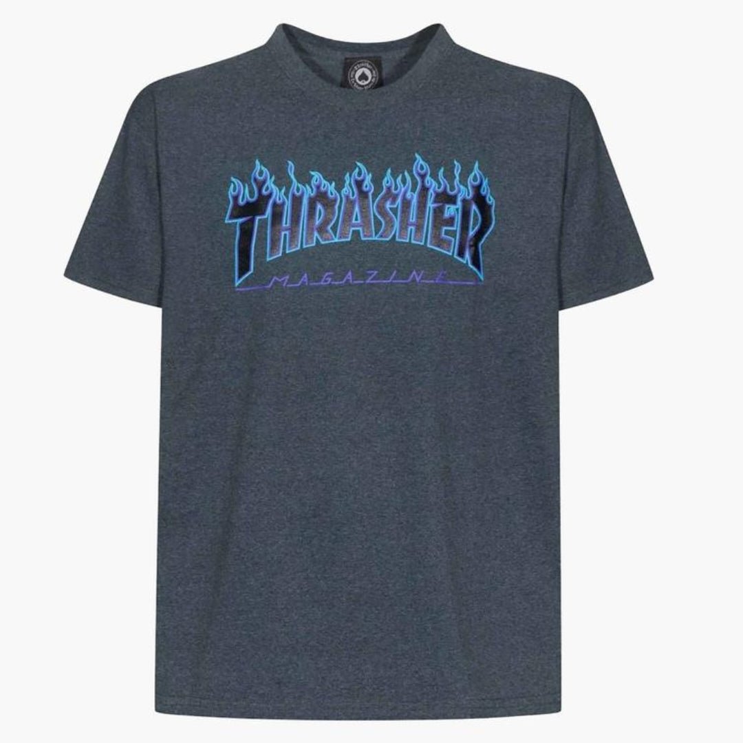 T-Shirt Thrasher Flame Logo dark heather - Rollbrett Mission