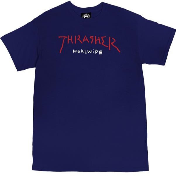 T-Shirt Thrasher Worldwide navy red - Rollbrett Mission