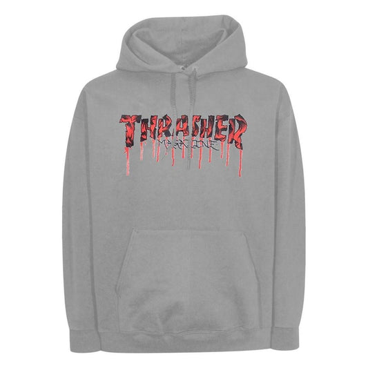 Thrasher Hoodie Blood Drip lightsteel grey - Shirts & Tops - Rollbrett Mission