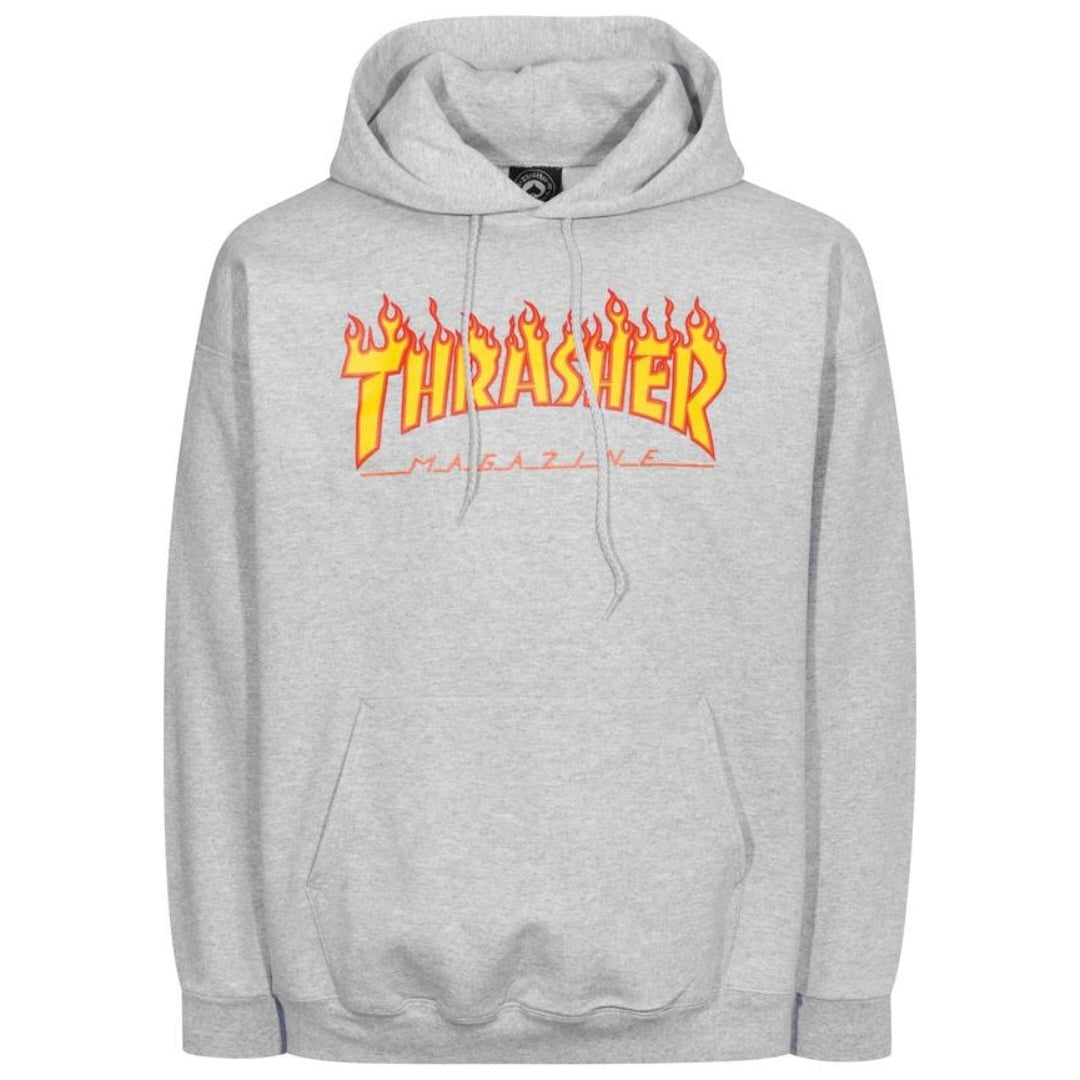 Thrasher Hoodie Flame greymottled - Shirts & Tops - Rollbrett Mission