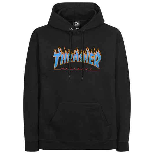 Thrasher Hoodie Flames black blue - Shirts & Tops - Rollbrett Mission