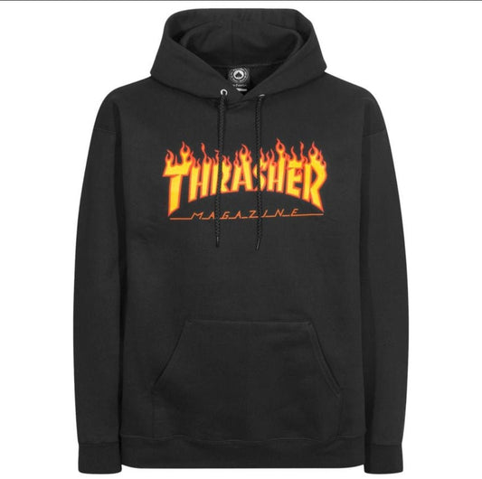 Thrasher Hoodie Flames black - Shirts & Tops - Rollbrett Mission