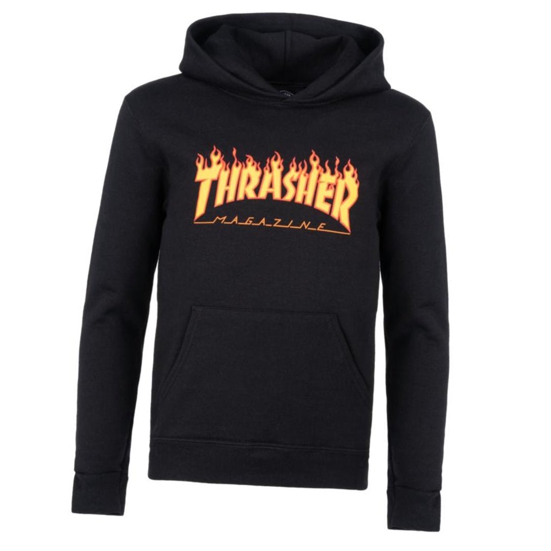 Thrasher Kids Hoodie Flame black - Shirts & Tops - Rollbrett Mission