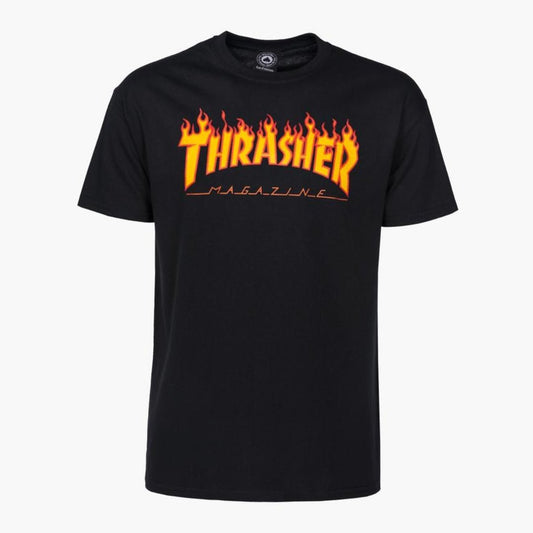 Thrasher T-Shirt Flame Logo black - Rollbrett Mission